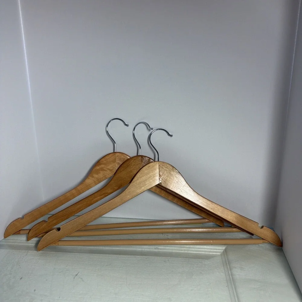Lot of 3 Vintage Unbranded Wooden Hangers for Suits Jackets Pants Tops Dresses